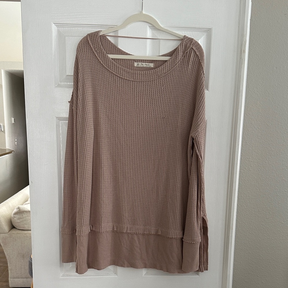 Free People Mauve Oversized Long Sleeve Top
